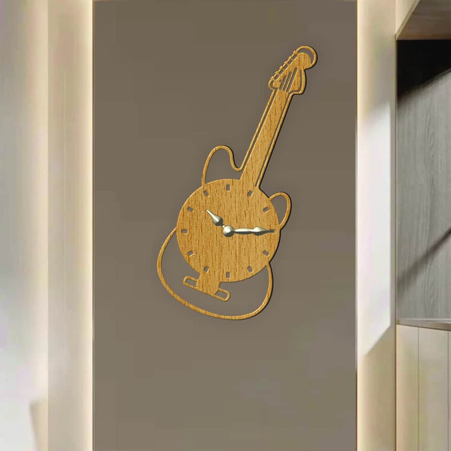 Guitar Decor Wall Clock Plan Free Vector Free Vectors