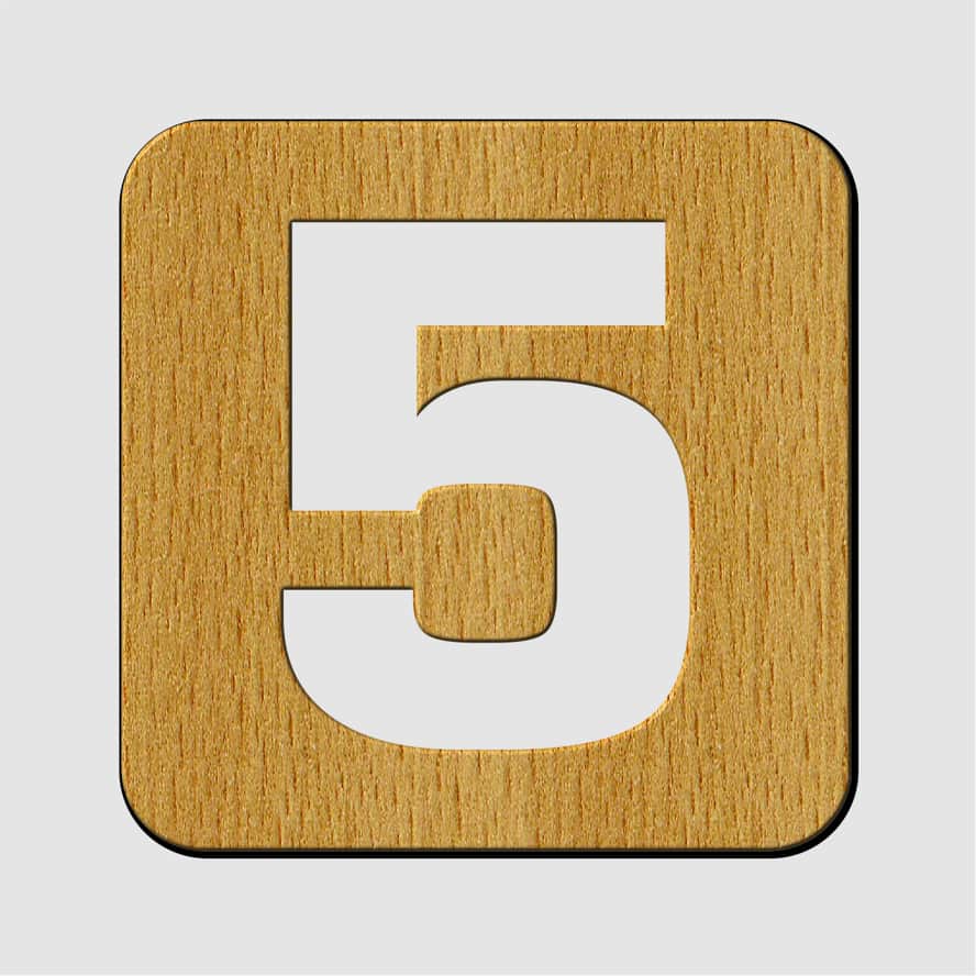 Laser Cut Wooden Numeric Number 5 Stencil Toy Free Vector Free Vectors