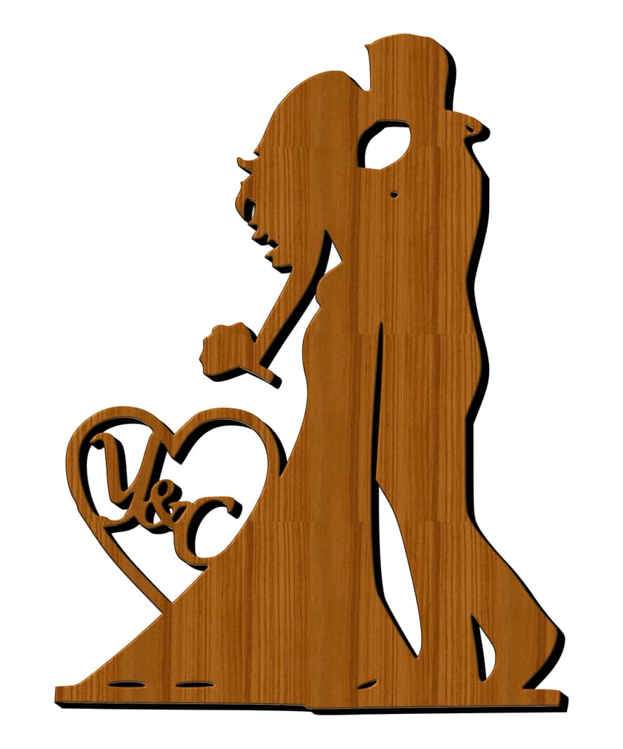 Laser Cut Wooden Couple Valentine Day Cutout Free Vector Free Vectors