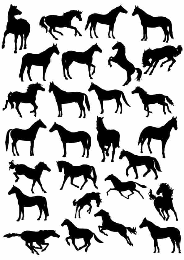 Horses Silhouette Pack Free Vector Free Vectors