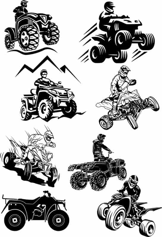 Quad Bike Silhouette Sticker Pack Free Vector Free Vectors