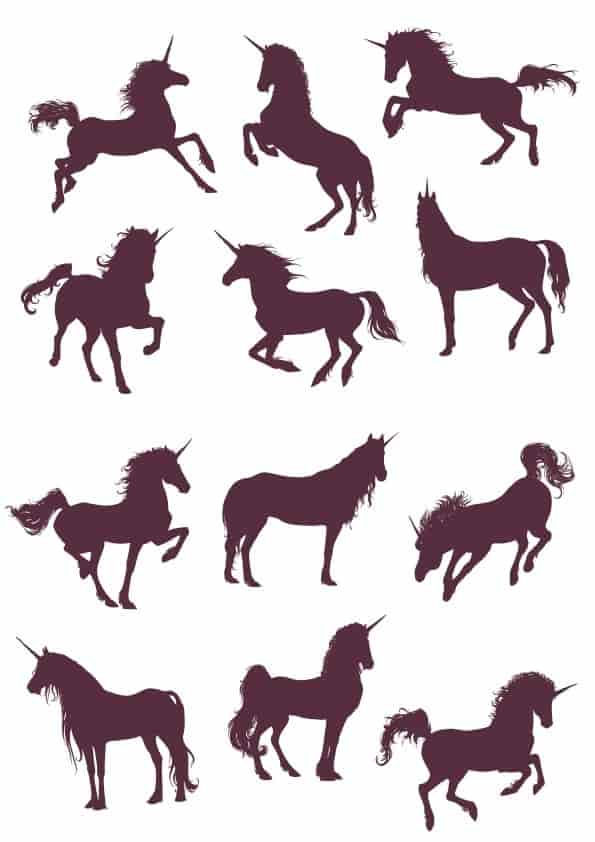 Unicorn Horse Silhouettes Sticker Pack Free Vector Free Vectors