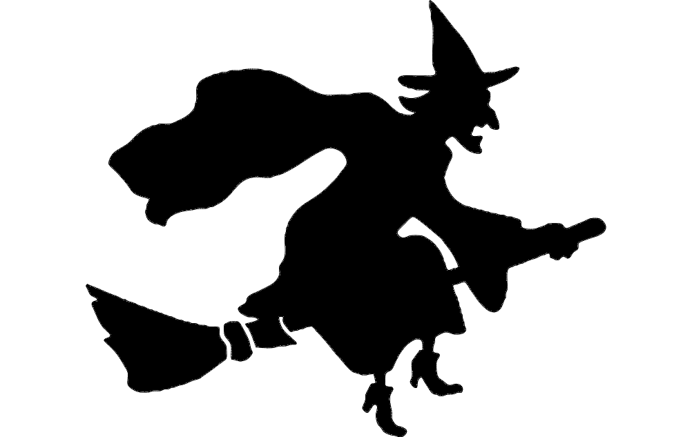 Witch Silhouette Sticker Free DXF File Free Vectors