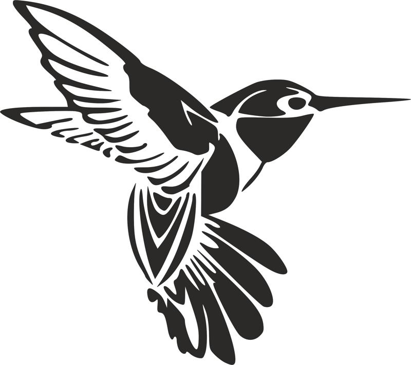 Humming Bird Tattoo Sticker Free DXF File Free Vectors