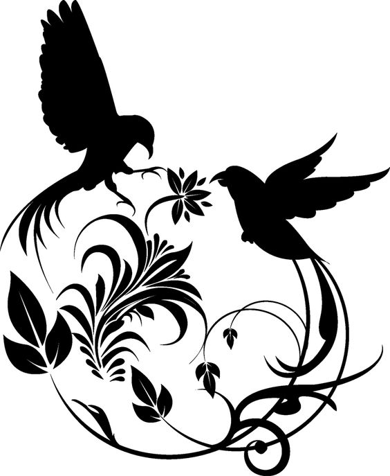 Birds Swirl Sticker Free DXF File Free Vectors