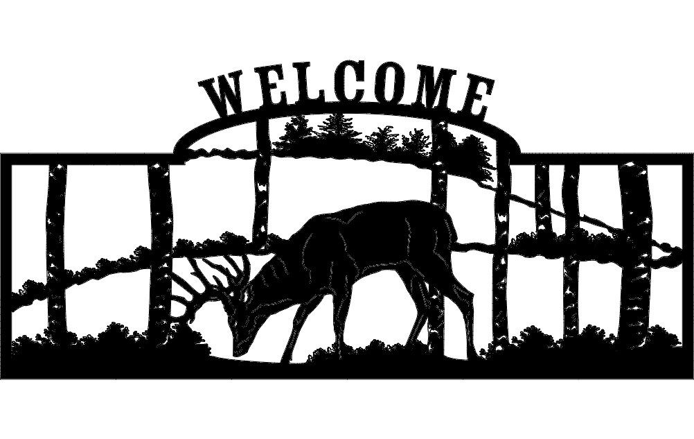 Welcome Sign Deer Sticker Free DXF File Free Vectors