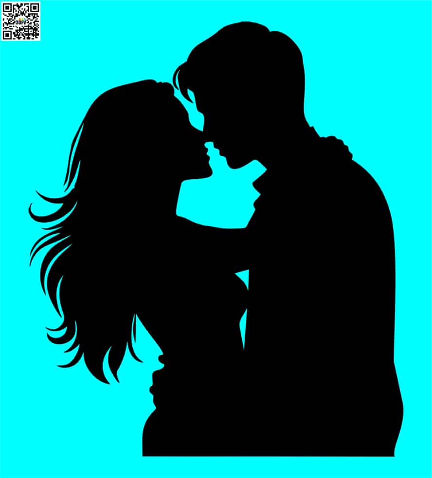 Couple Embracing and Kissing Silhouette Free Vector Free Vectors