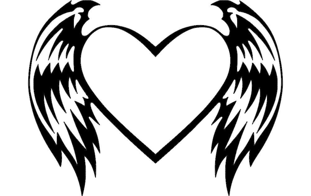 Heart with Wings Free DXF File Free Vectors