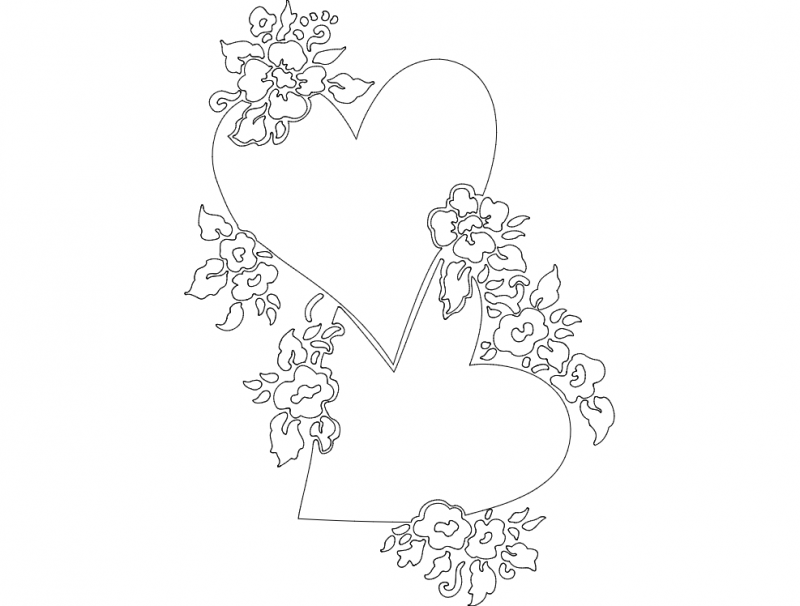 Floral Heart Design Free DXF File Free Vectors