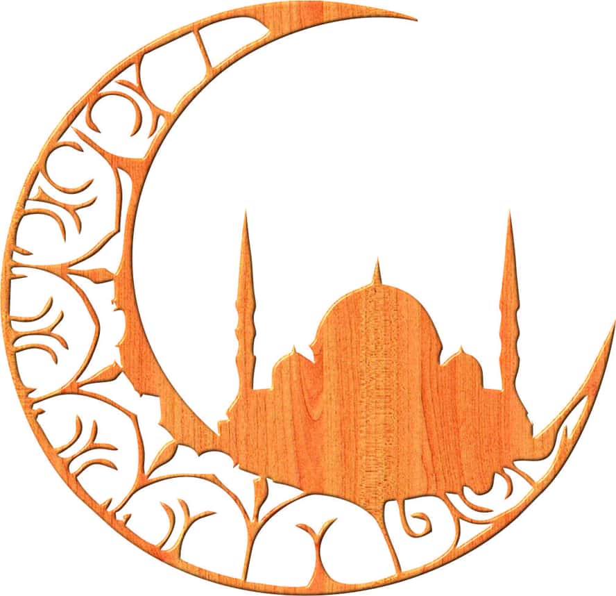 Laser Cut Beautiful Mosque with Moon Crescent Free Vector Free Vectors