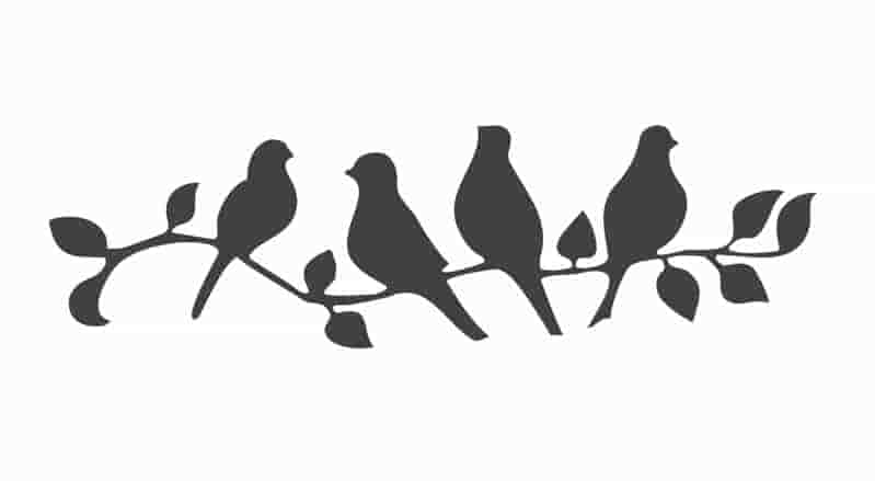 Beautiful Birds on Branch Stencil Free Vector Free Vectors