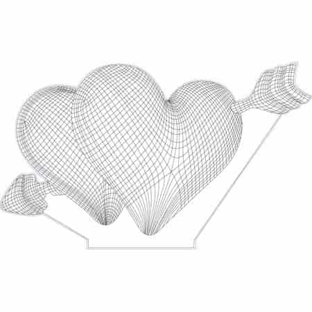 Laser Engrave Double Hearts 3D illusion Lamp Free Vector Free Vectors