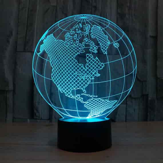 Laser Engraved Planet Earth 3D illusion Acrylic Lamp Free Vector Free Vectors