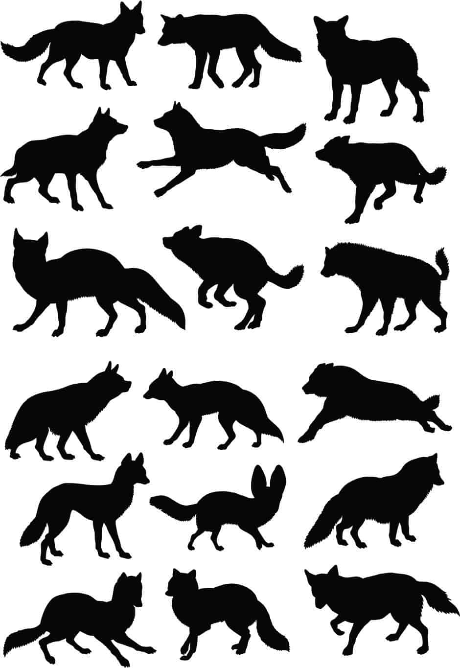 Fox Animals Collection Silhouette Pack of Free Vector Free Vectors