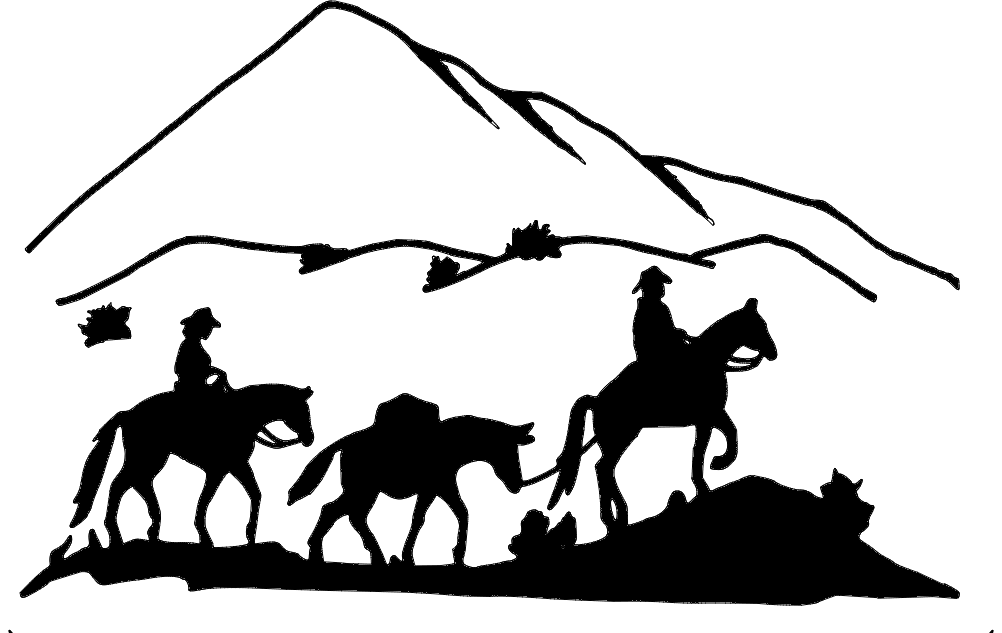 Western Scenery 3 Horses 2 Riders Free DXF File Free Vectors