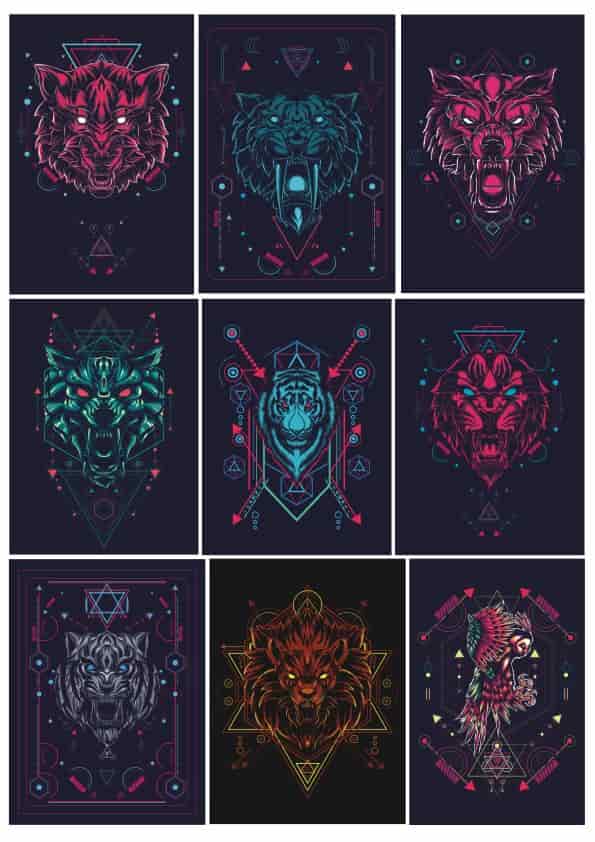 Animals Geometric Print Free Vector Free Vectors