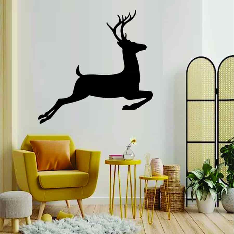 Laser Cutting Running Deer Stencil Wall Art Free Vector Free Vectors