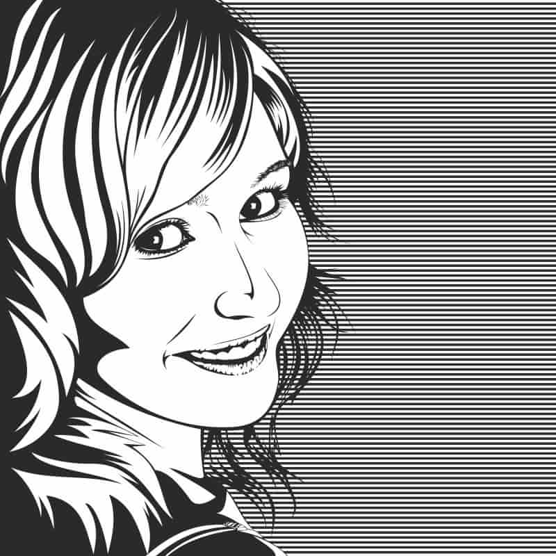 Vector Drawing of Woman in Black and White Free Vector Free Vectors