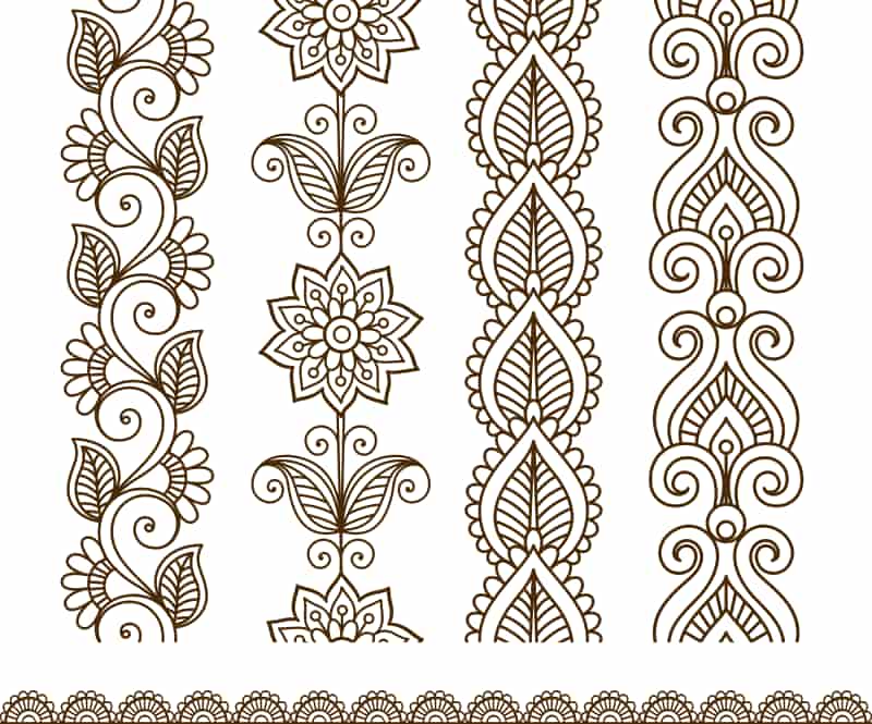 Border Elements in Indian Mehndi Style Free Vector Free Vectors