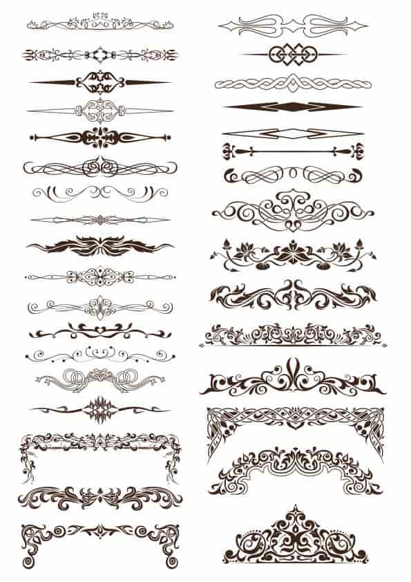 Ornate Vintage Borders and Rule Lines Free Vector Free Vectors