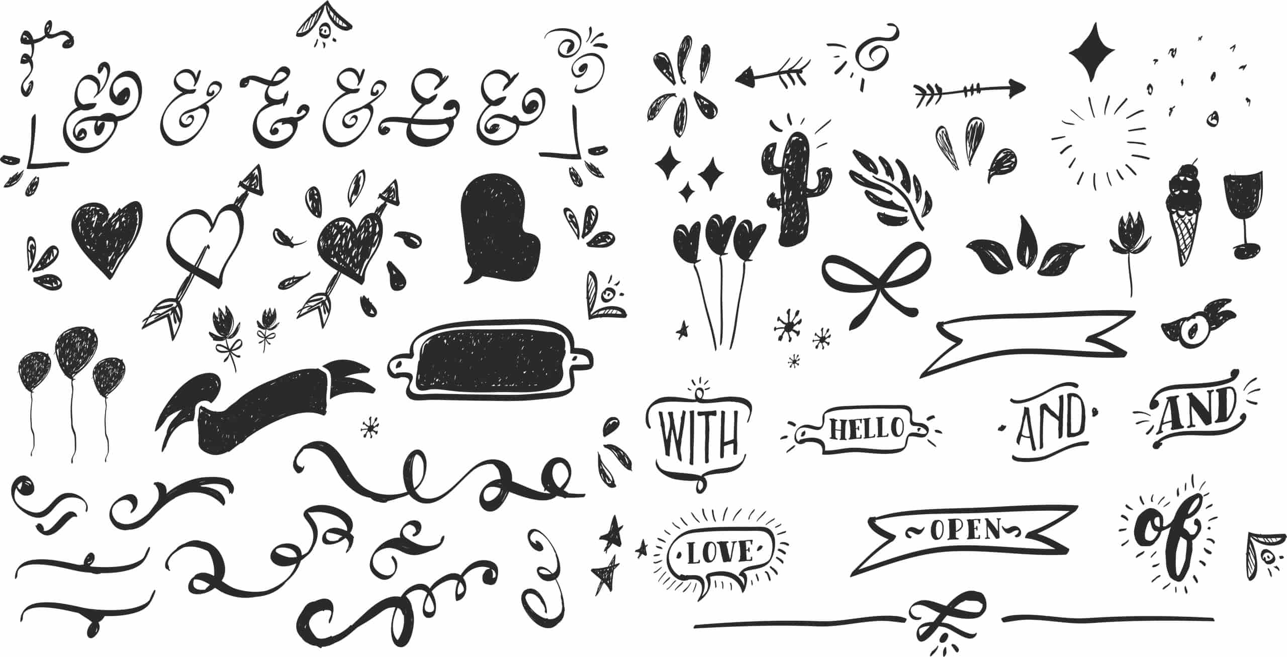 Hand Drawn Decor Set Free Vector Free Vectors