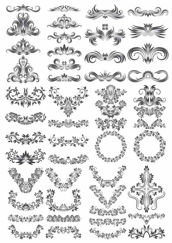 Floral Decor Elements Collection Free Vector Free Vectors