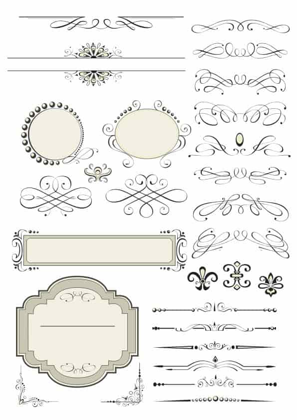 Vintage Set Decor Elements Free Vector Free Vectors