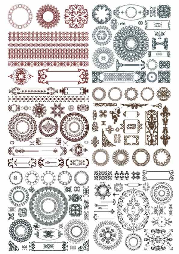 Doodles Border Decor Elements Free Vector Free Vectors