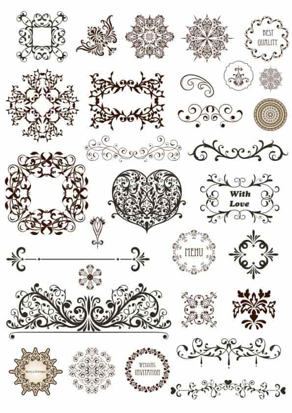 Vintage Decor Design Elements Free Vector Free Vectors