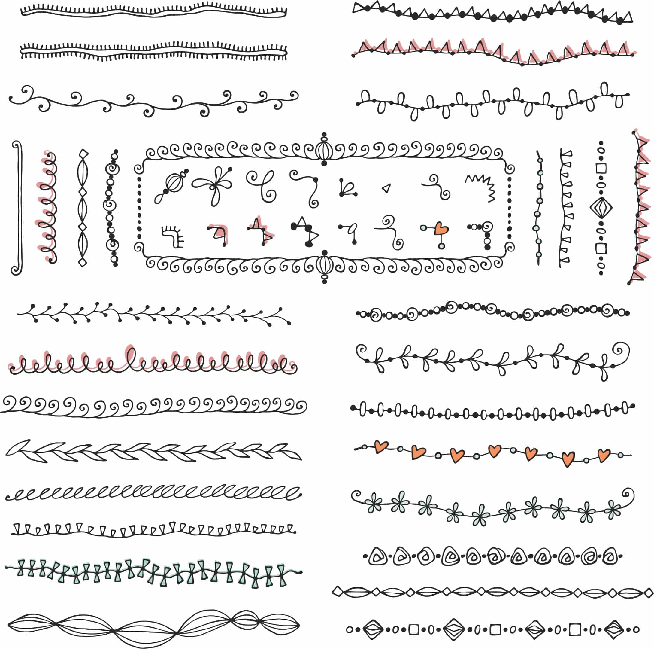 Floral Elements Set Free Vector Free Vectors