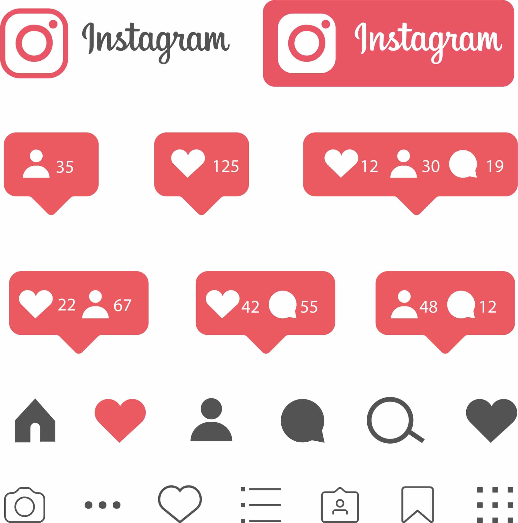 Instagram Like Icons Free Vector Free Vectors