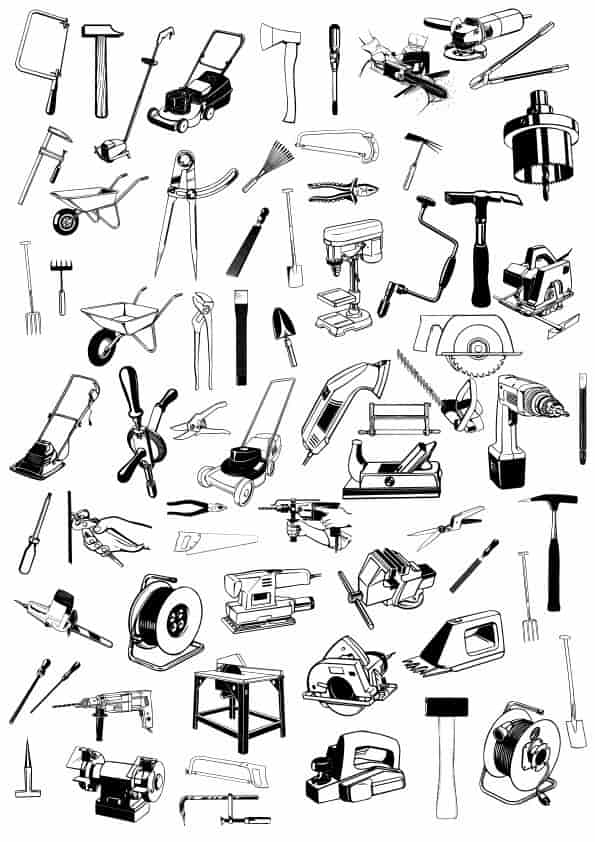 Tools Icons Set Sketch Vector Art Free Vector Free Vectors