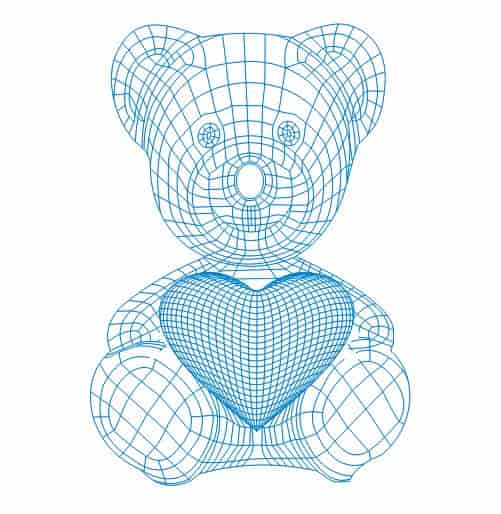 Teddy bear with heart 3d illusion lamp plan Free Vector Free Vectors