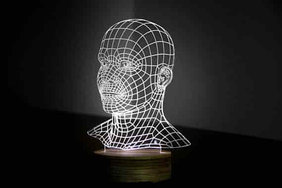 HEAD 3d illusion acrylic lamp Free Vector Free Vectors