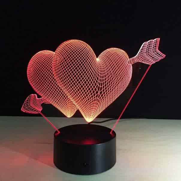 Heart 3D LED Night Light Free Vector Free Vectors