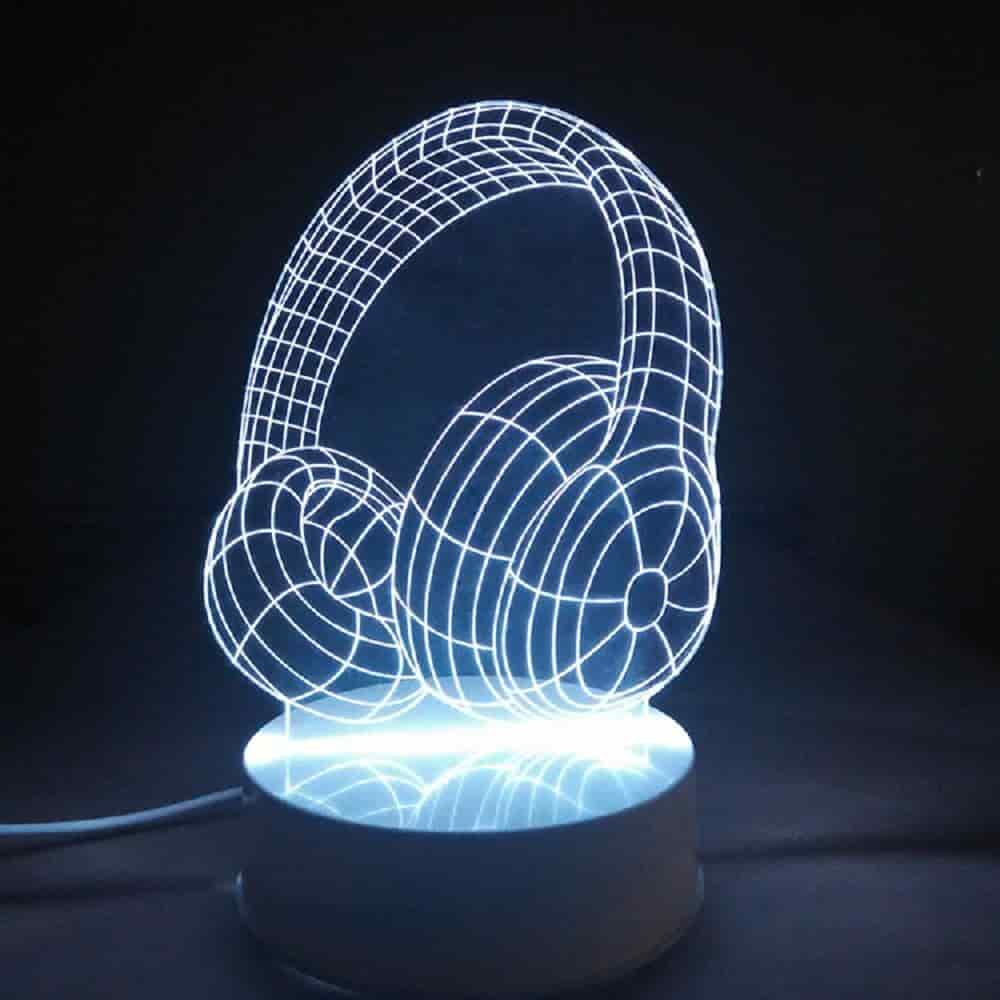 Headphones 3D LED Night Light Free Vector Free Vectors