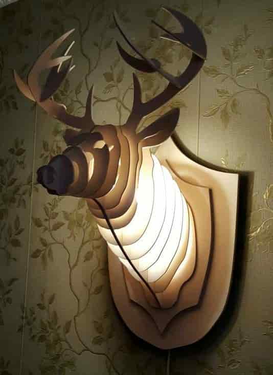 Wooden light decorative deer head Free Vector Free Vectors