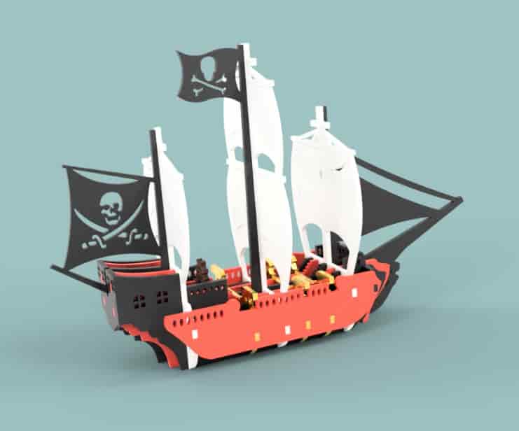 Pirate Ship Vector File for Laser Cutting CNC Free Vector Free Vectors