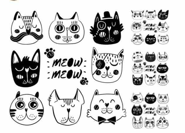 Laser Cut Doodle Cat Illustration Art Free Vector Free Vectors