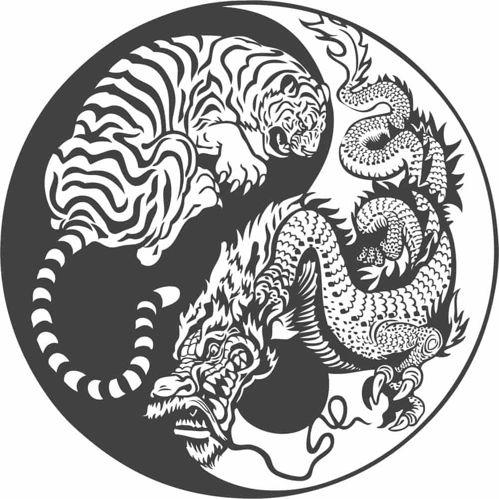 Tiger Dragon Yin Yang Art Free Vector Free Vectors