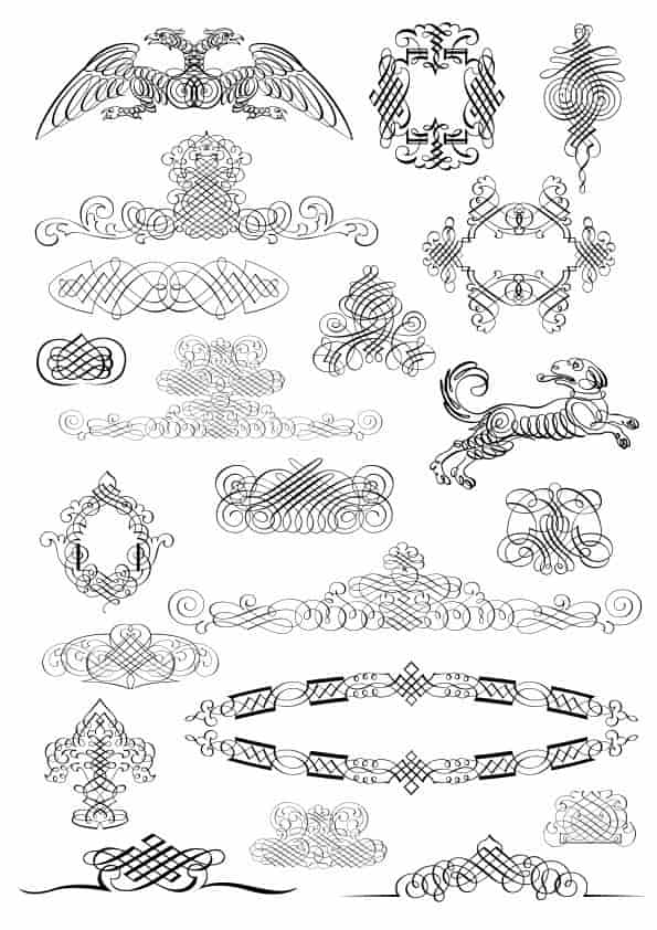 Set of Calligraphic Design Elements Free Vector Free Vectors