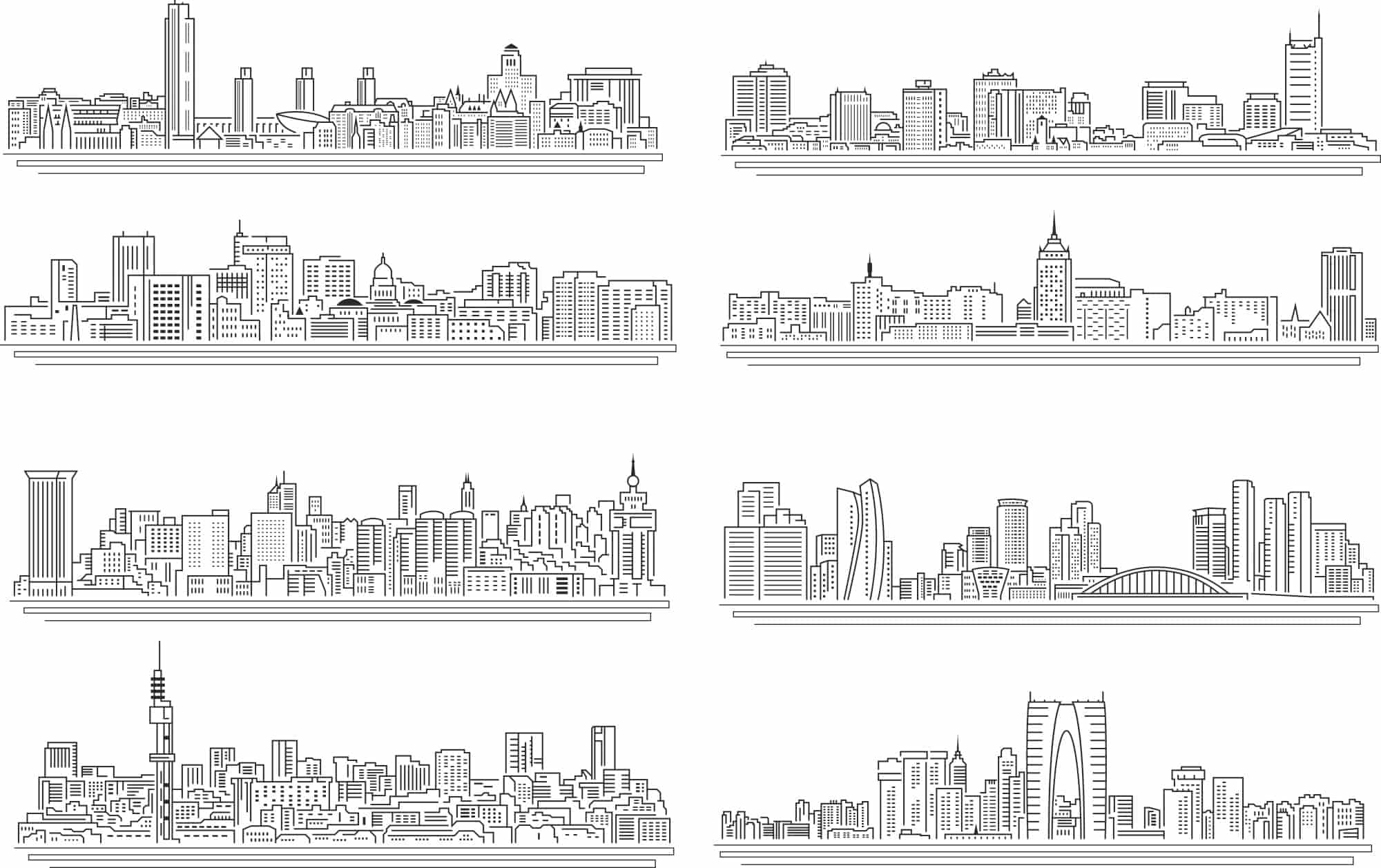 Line City Set Free Vector Free Vectors