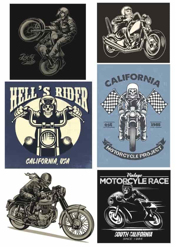 Retro Biker Set Free Vector Free Vectors