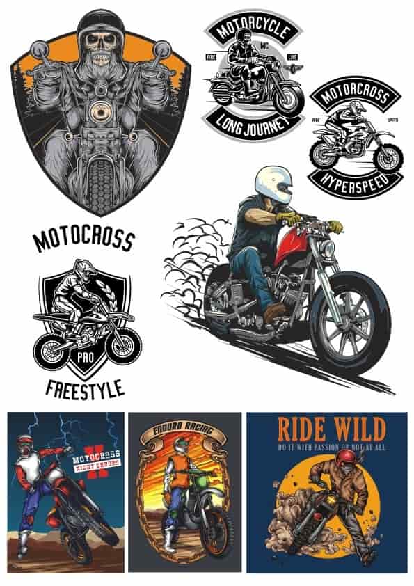 Biker Set Free Vector Free Vectors