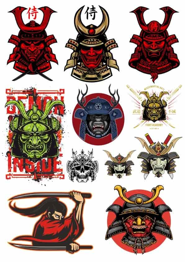 Samuray Set Free Vector Free Vectors