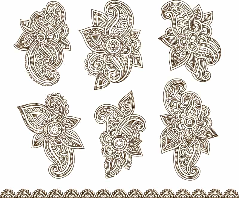 Henna Mehndi Paisley Design Elements Free Vector Free Vectors