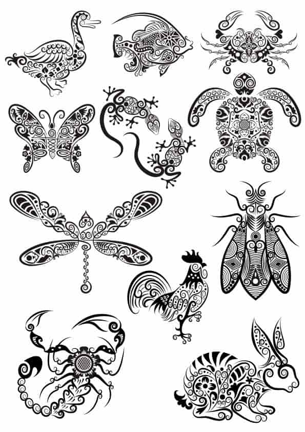 Ornament Animals Tribal Tattoo Designs Free Vector Free Vectors