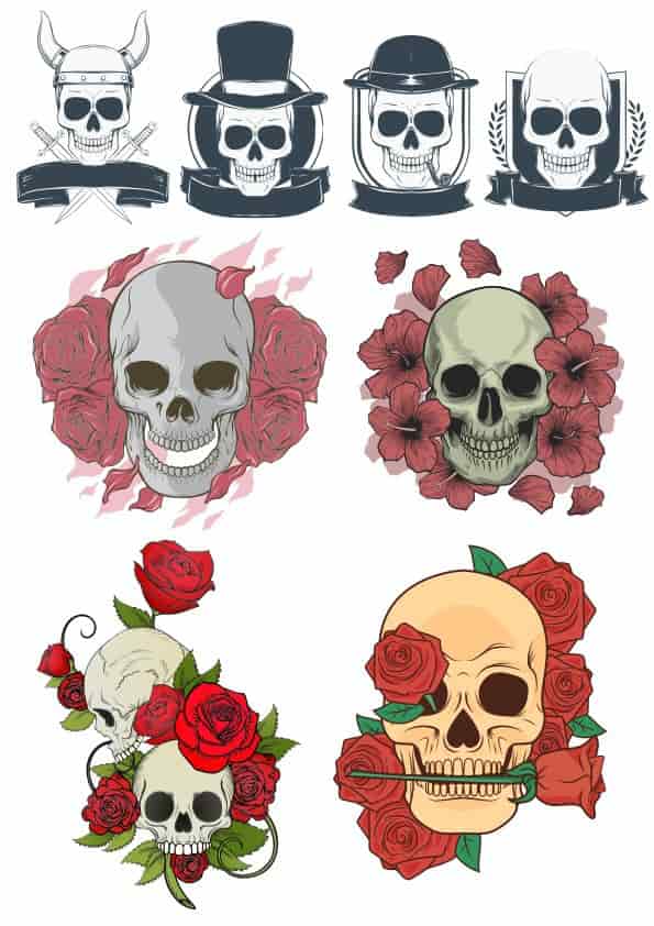 Creative Hand Painted Skull Pattern Free Vector Free Vectors