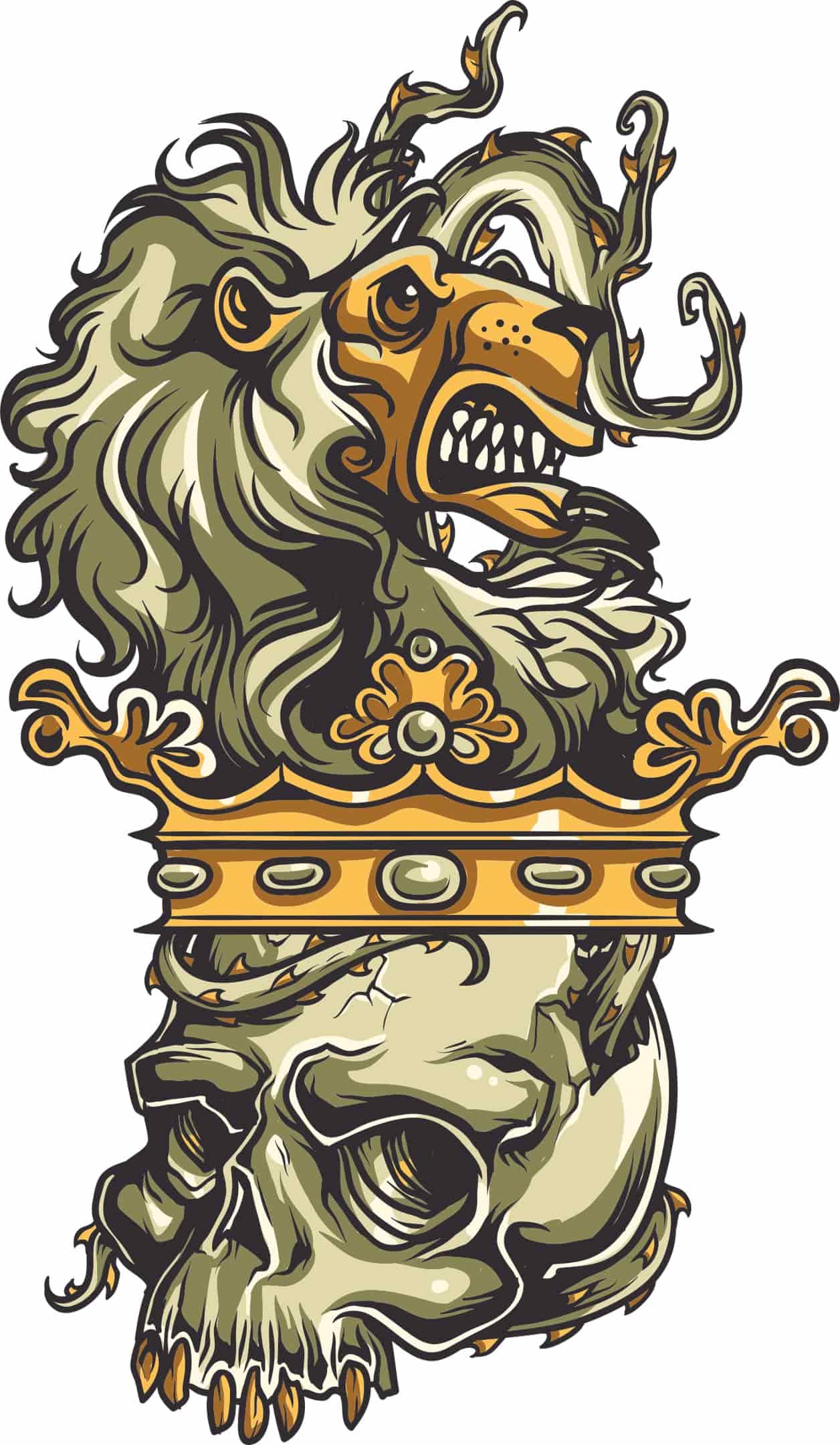 Skull Lion Print Free Vector Free Vectors