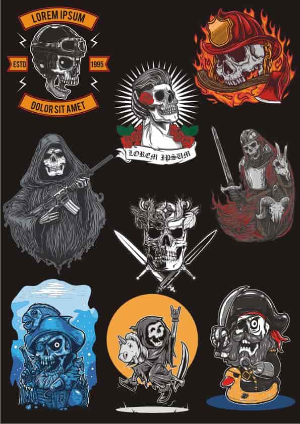 Classic Skull Set Free Vector Free Vectors
